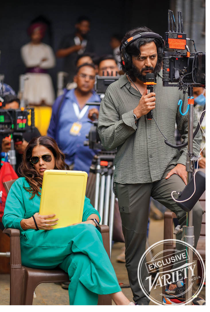 Riteish and Genelia Deshmukh on the sets of Raja Shivaji