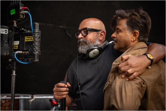 Anil Kapoor and Suresh Triveni on the sets of 'Subedaar'
