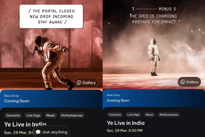 Screenshots of the ticketing platform showcasing a 'new drop' 