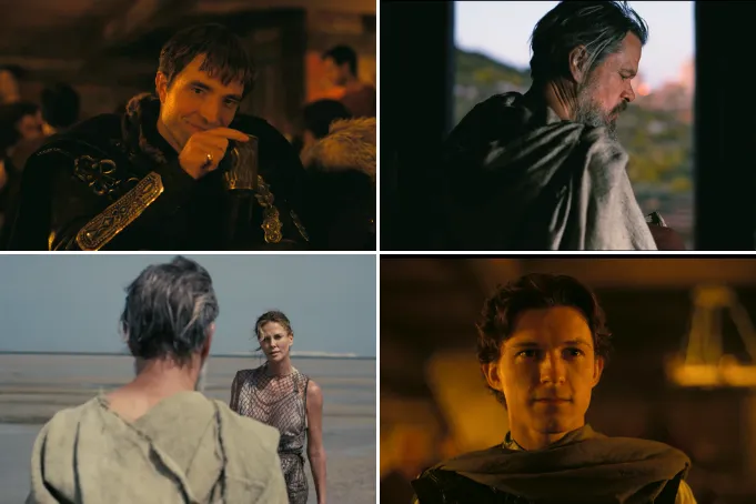 Robert Pattinson, Matt Damon, Charlize Theron and Tom Holland in The Odyssey (Universal Pictures)