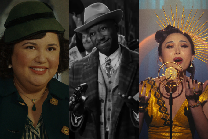 Karen Rodrigue, Lamorne Morris and Li Jun Li in Spider-Noir (Prime Video)