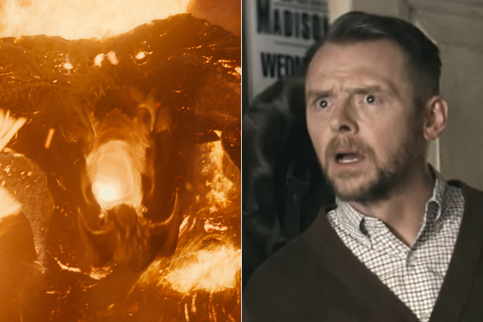 L-R: The Balrog in The Rings Of Power Season 3 and Simon Pegg in The Boys (Prime Video)